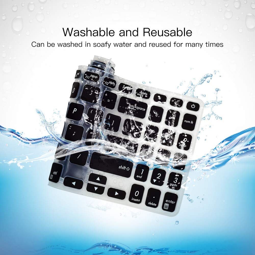 Keyboard Cover for ASUS VivoBook F512DA F512FA F512JA X512FA X512DA X515JA / ASUS VivoBook S512 S530UA S530FA Keyboard Cover Skin, ASUS VivoBook 15.6 inch Laptop Accessories, Black