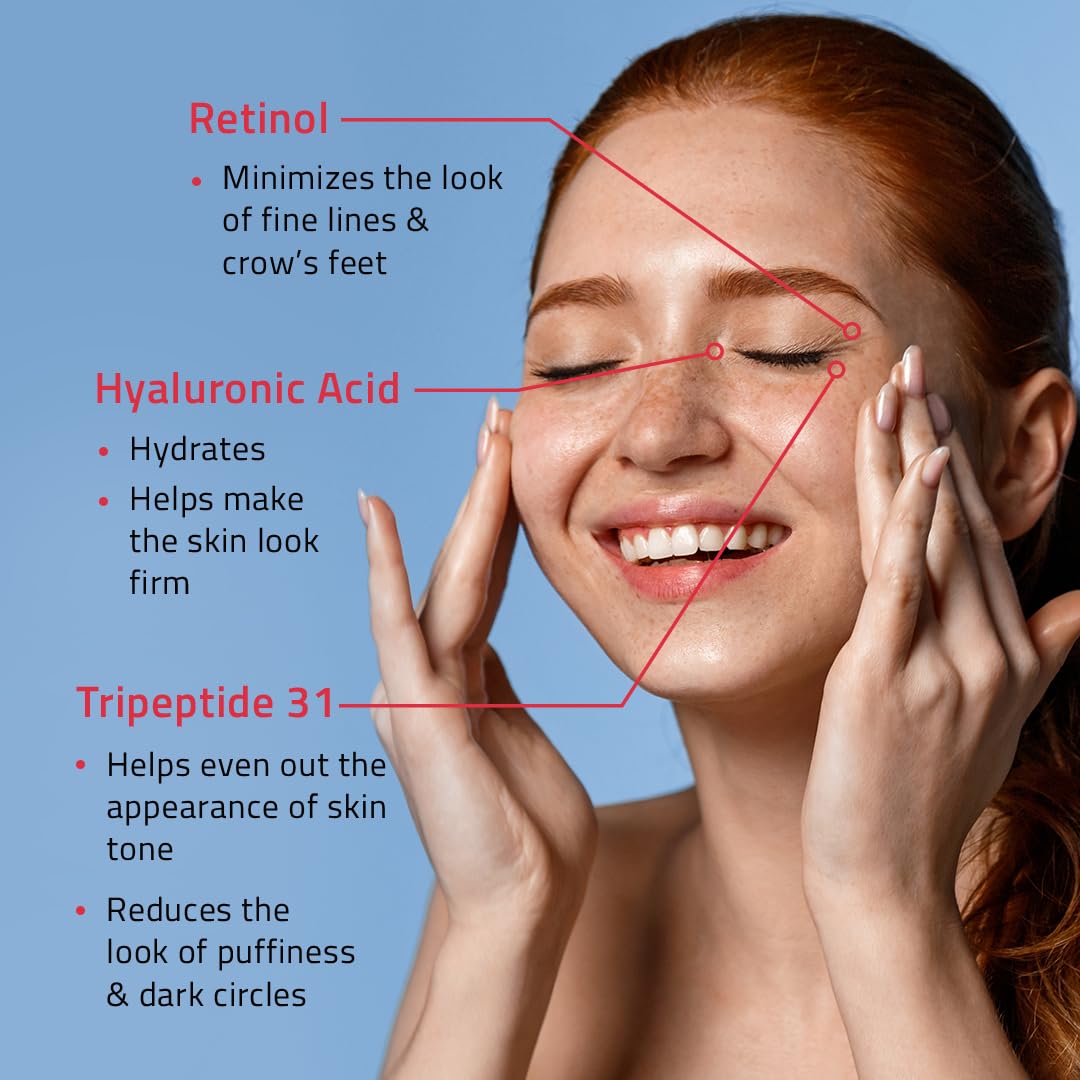 YEOUTH Retinol Eye Cream with Hyaluronic Acid, Hydrating Under Eye Cream for a Refreshed Appearance, Retinol Cream for Face, Eye Care 1oz
