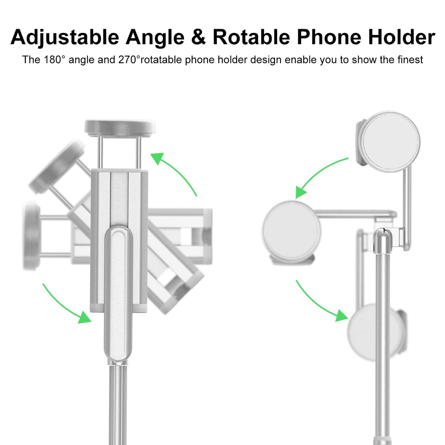ATUMTEK Bluetooth Selfie Stick Tripod, Extendable 3 in 1 Aluminum Selfie Stick with Wireless Remote and Tripod Stand 270 Rotation for iPhone 13/12/11 Pro/XS Max/XS/XR/X, Samsung and Smartphone White