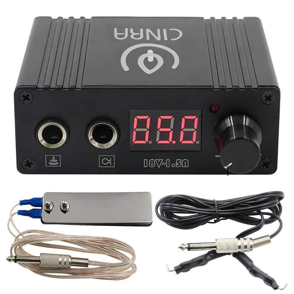 Tattoo Kit, CINRA 143Pcs Complete Coils Tattoo Machine Kit Coils Machine Gun with Power Supply Foot Pedal Ink Needles
