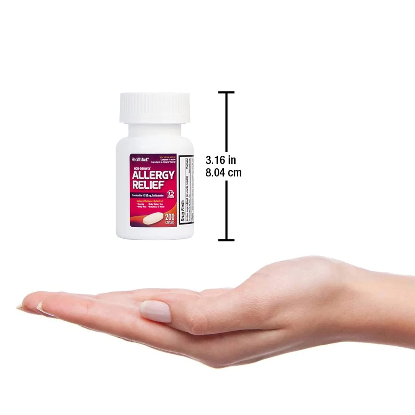 HealthA2Z® Fexofenadine Hydrochloride 60mg | 12-Hour Antihistamine for Allergy Relief | Non-Drowsy (200 Counts (Pack of 1))