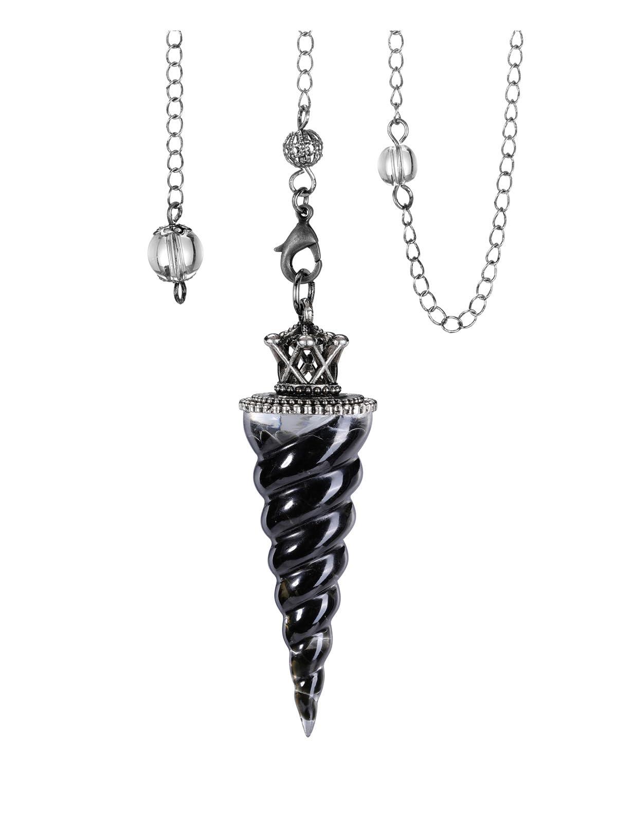 GEHECRST Black Obsidian Healing Crystal Pendulum for Divination Dowsing Natural Quartz Crystal Pointed Resin Pendulum Crystal Spiritual Gemstone Pendant for Witchcraft Reiki Positive Energy
