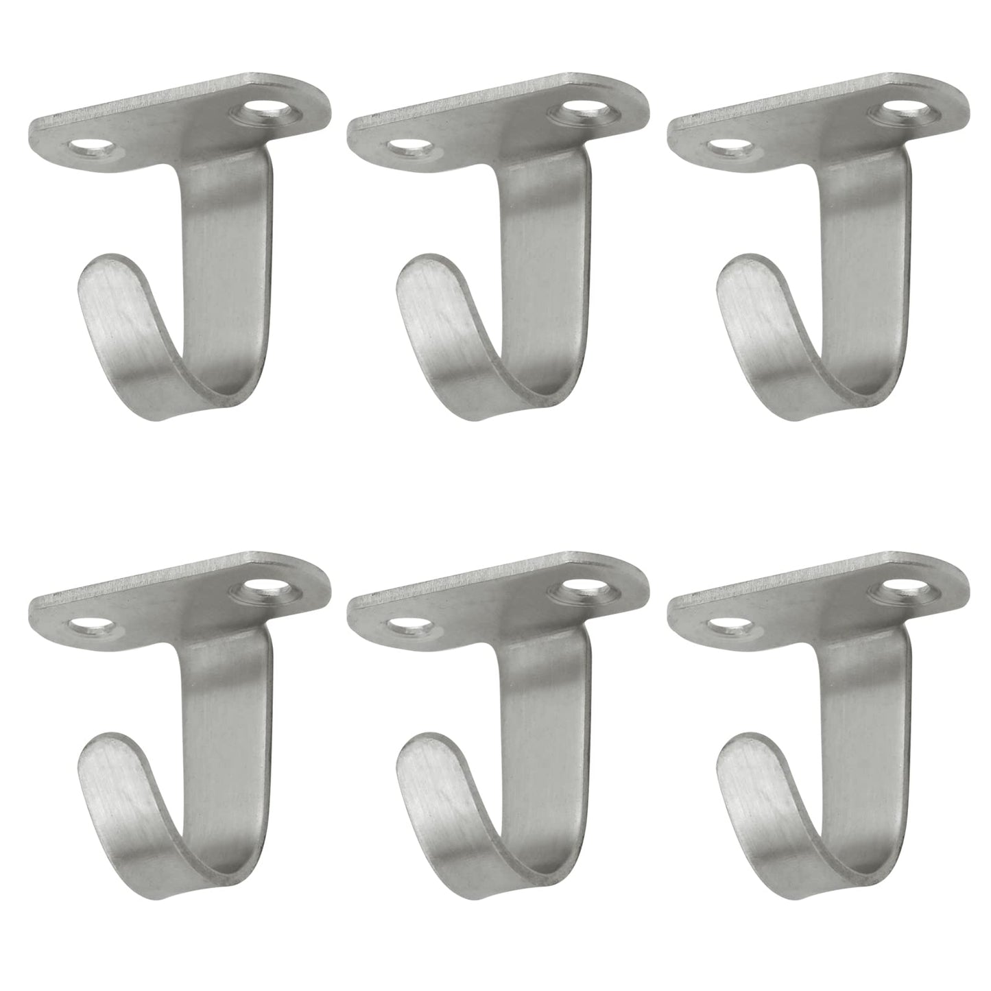 Antrader 6-Pack Stainless Steel Screws Mount Ceiling Hooks, Under-Shelf Coat Hook, Towel/Robe Clothes Hook Hanger for Bathroom Kitchen Cabinet