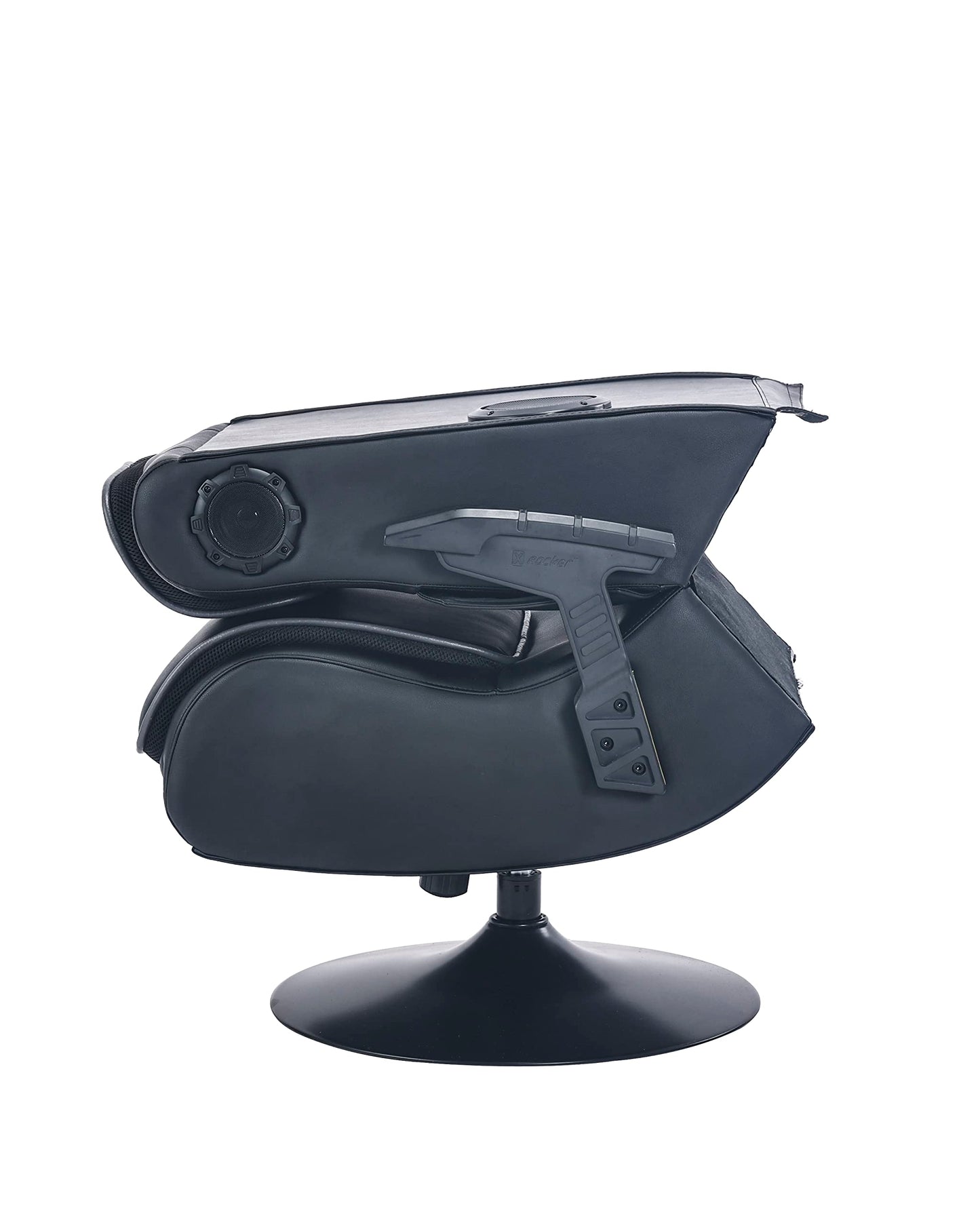 X Rocker Pro Lounging Video Gaming Pedestal Chair with Armrests, Built-In Audio & Vibration via Wireless Bluetooth, Foldable, Vegan Leather, 275 lbs Max, Black