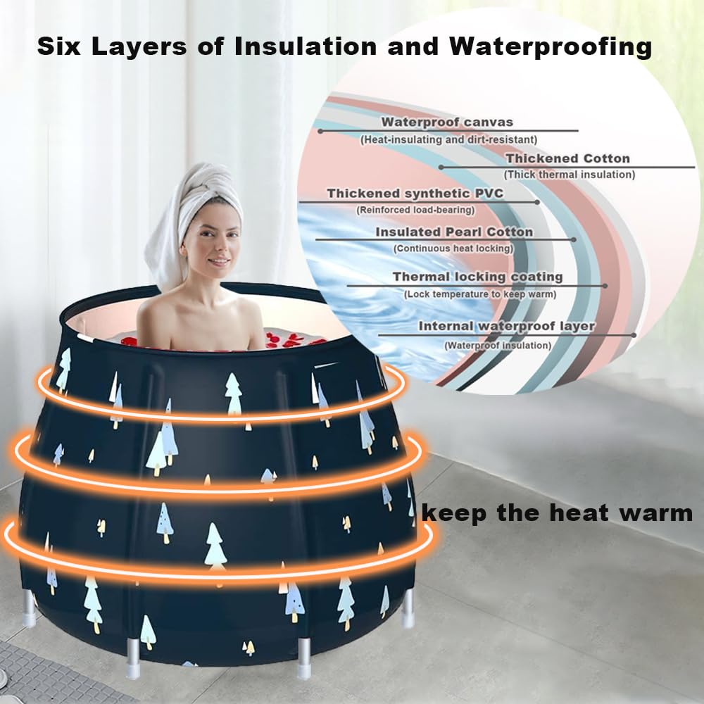 Mcgrady1xm Portable Foldable Bathtub for Adults, Ice Cold Bath Tub, Soaking Tub for Shower Stall, Separate Family Bathroom SPA Hot Bath Tub, Efficient Maintenance of Temperature