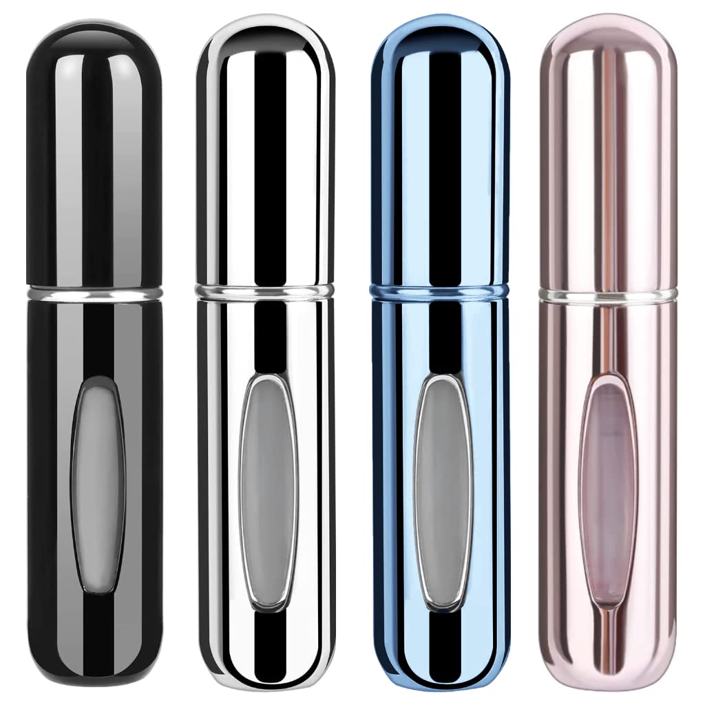 KJHD Mini Refillable Perfume Atomizer Bottles: Portable Travel - Size Spray Sprayers for Cologne Perfumes - 4 Empty 5ml Bottles for Easy Refill