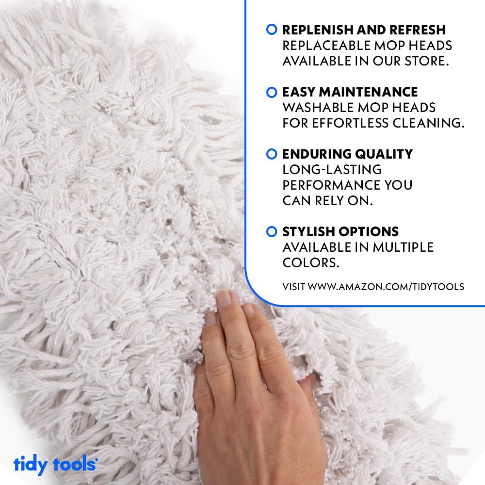 Tidy Tools Commercial Dust Mop & Floor Sweeper, 24 in. Dust Mop for Hardwood Floors, Cotton Reusable Dust Mop Head, Wooden Broom Handle, Industrial Dry Mop for Floor Cleaning & Janitorial Supplies…