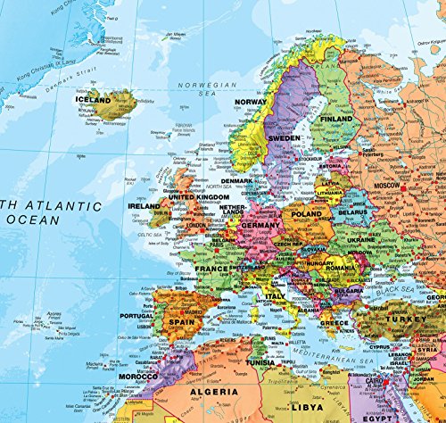 Maps International Giant World Map Poster – Mega-Map of The World – Front Lamination - 46 x 80