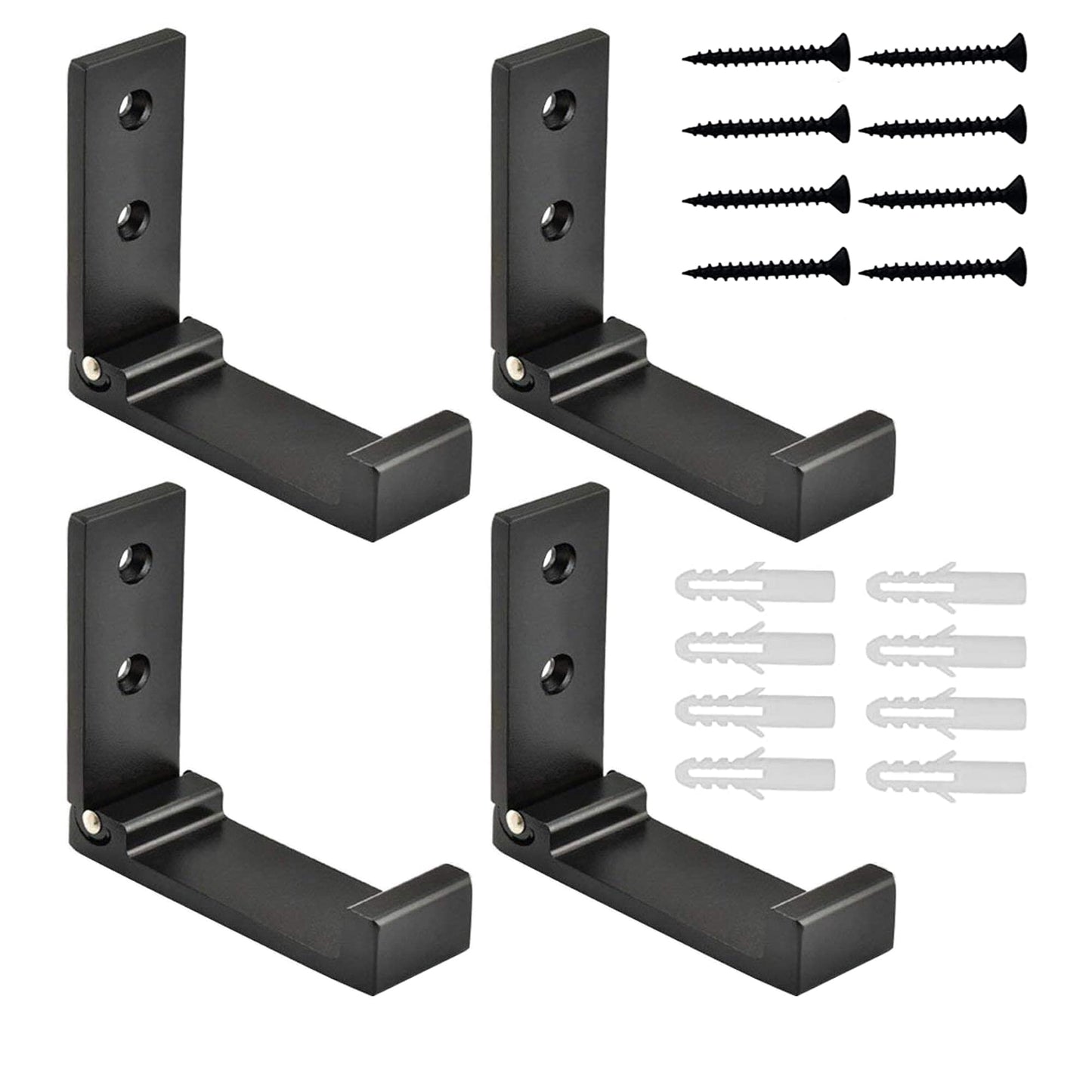 Latomex Folding Coat Hooks, Foldable Wall Hooks for Hanging Aluminum Alloy Cloth Hanger Coat Hanger Headphones Holder Headset Wall Hanger Hook- Pack of 4