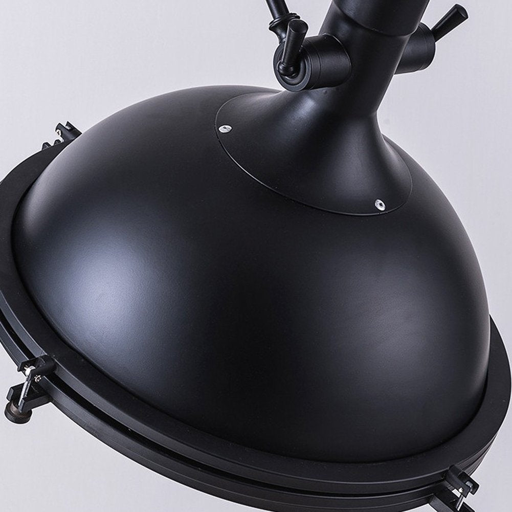 LITFAD Industrial Nautical Pendant Light 16" Wide Single Pendant with Frosted Diffuser Mounted Fixture LED Ceiling Hanging Light in Black