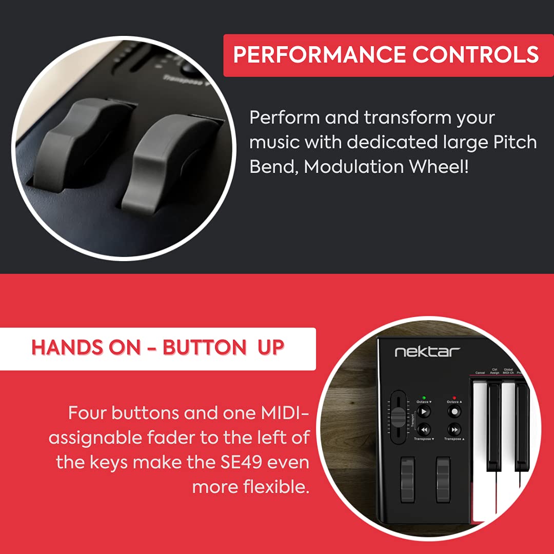 Nektar, 49-Key Midi Controller (SE49),Black white Grey
