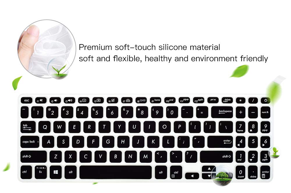 Keyboard Cover for ASUS VivoBook F512DA F512FA F512JA X512FA X512DA X515JA / ASUS VivoBook S512 S530UA S530FA Keyboard Cover Skin, ASUS VivoBook 15.6 inch Laptop Accessories, Black