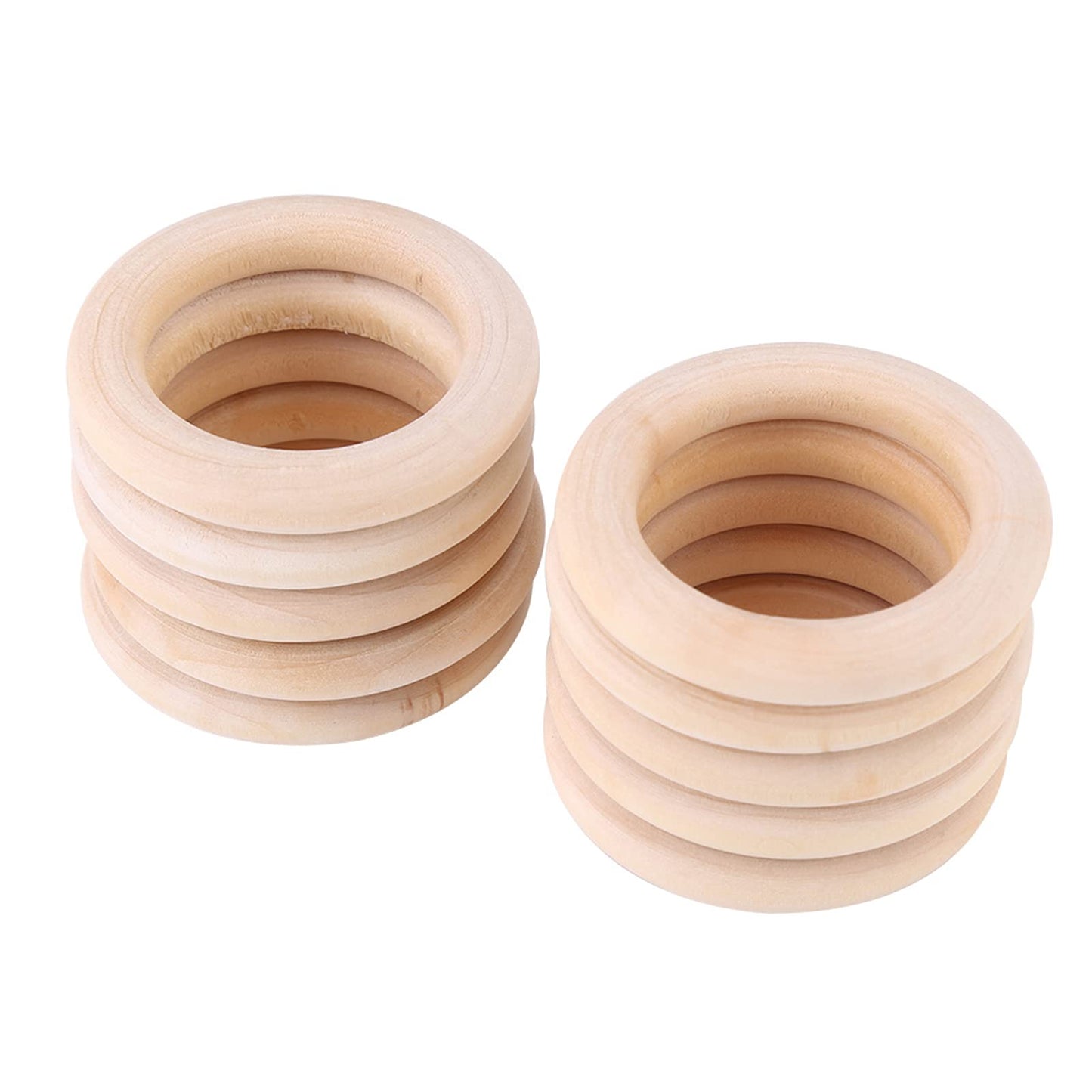 50pcs Wood Teething Rings, Wooden Roundwithout Paint Smooth Unfinished Wood Circles for Crafts Teething Ring, Jewelry Pendant Connectors (48mm)