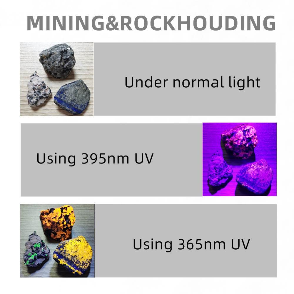 ALONEFIRE SV84 365nm UV Flashlight Strong 45W USB Rechargeable Black Light Money Detector for Resin Curing, Pet Urine, Scorpion, Fishing, Minerals,