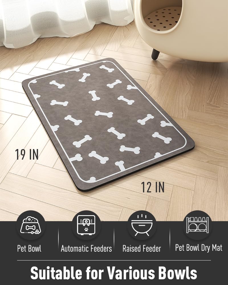 Pet Feeding Mat-Absorbent Dog Mat for Food and Water Bowl-No Stains Easy Clean Dog Food Mat-Quick Dry Dog Water Dispenser Mat-Puppy Supplies Dog Stuff-Dog Accessories Dog Water Bowl Mat