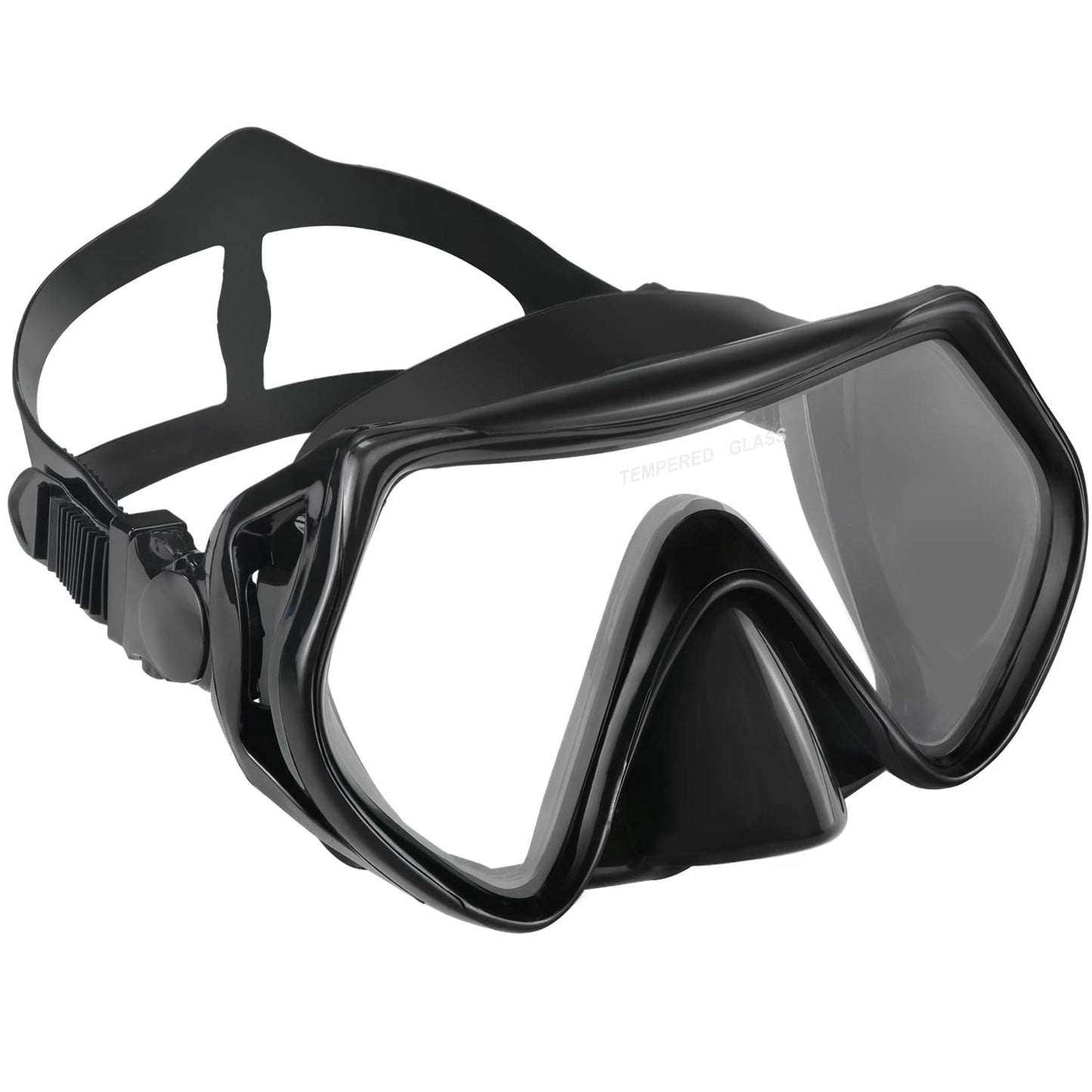 Supertrip Snorkel Mask Adult Swimming Goggles with Nose Cover for Men Women Youth, 180°Clear View Scuba Swim Mask (Black)