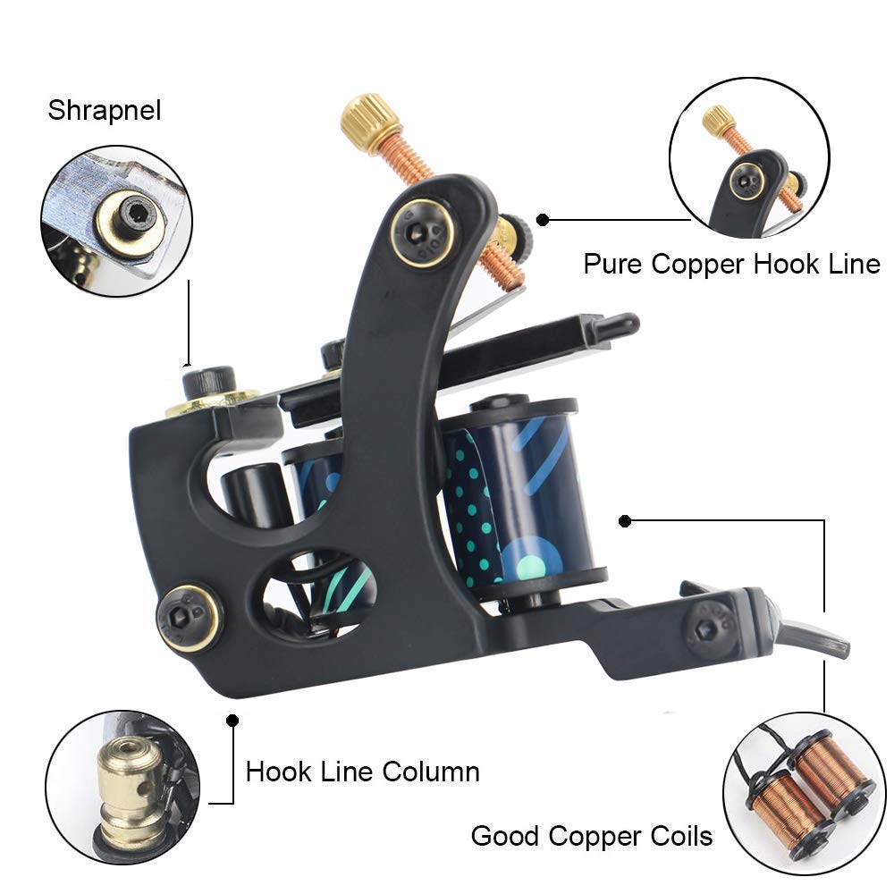 Tattoo Kit, CINRA 143Pcs Complete Coils Tattoo Machine Kit Coils Machine Gun with Power Supply Foot Pedal Ink Needles