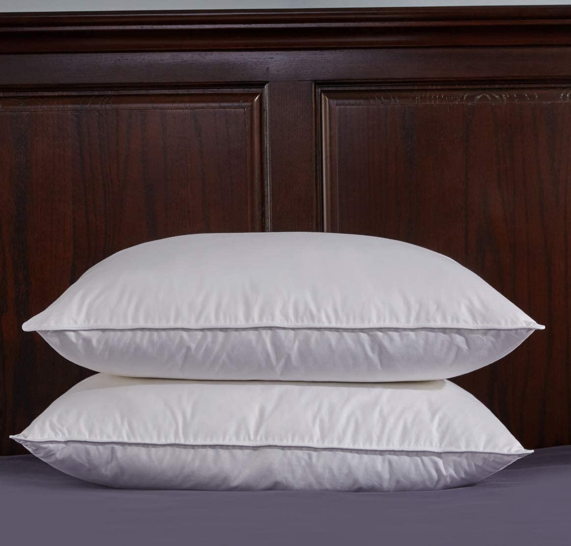 puredown Natural White Goose Feather Down Pillow Egyptian Cotton Cover 500 Fill Power King Size Set of 2