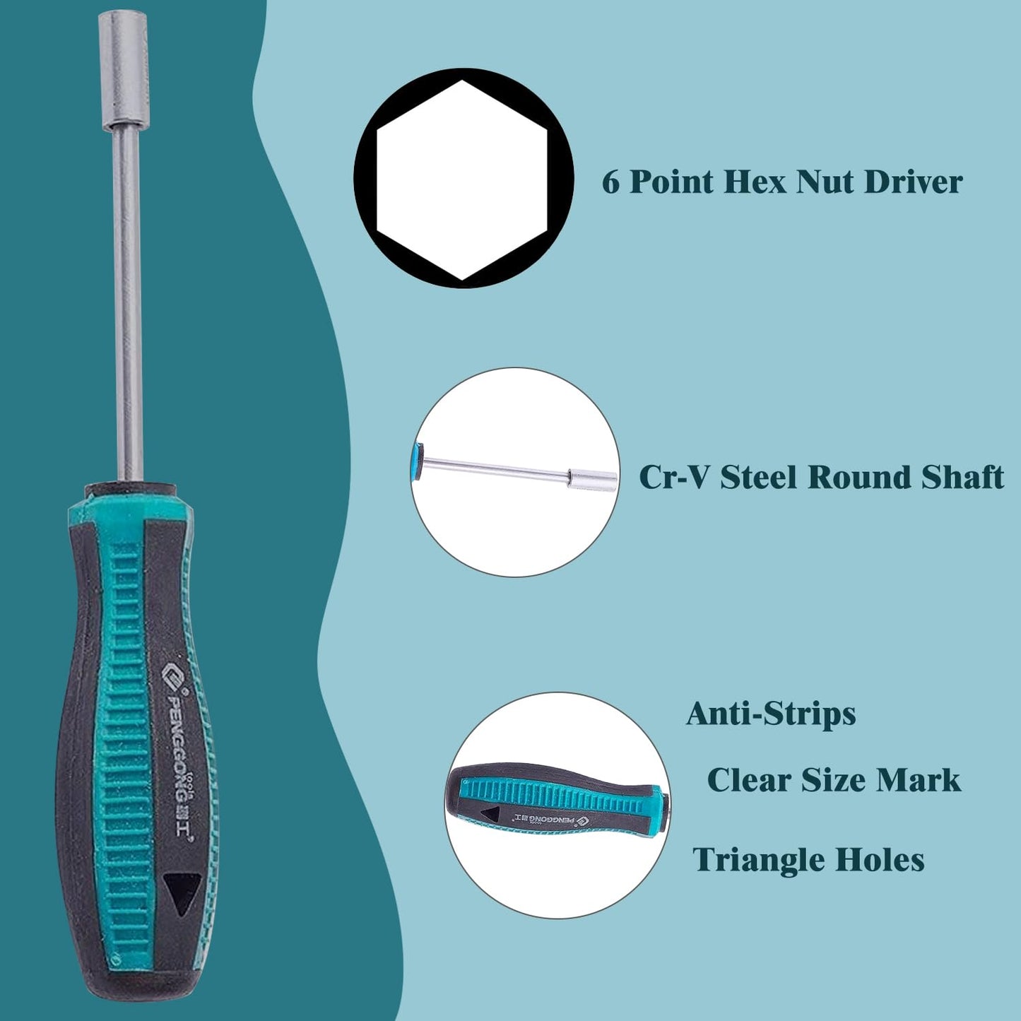 Utoolmart 3.5mm Nut Driver, 6-Point Hex Nut Driver, Non-Magnetic Tip Socket Driver Hex Nut Key Wrench Screwdriver with 75mm Cr-V Steel Round Shaft, Screwdriver Nut driver Hand Tool