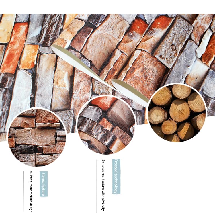 Stone Peel and Stick Wallpaper Rock Wallpaper-Stacked Stone Wallpaper-Faux Brick Wallpaper Stone Self Adhesive Removable Wallpaper Stone Contact Paper Backsplash Fireplace Vinyl Film 17.7”×118”