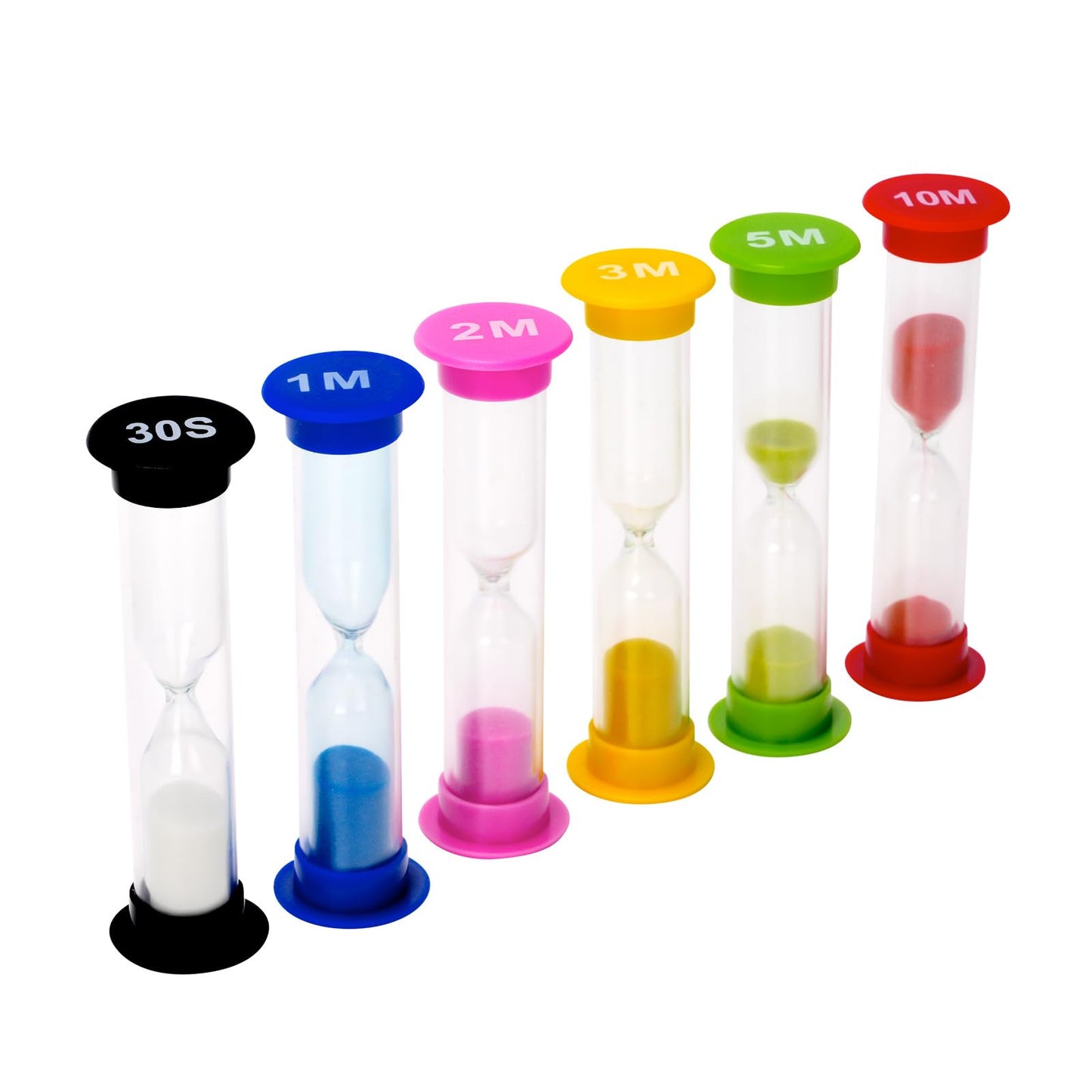 I-MART Plastic Sand Timer Sandglass Hourglass Sand Clock Timer 30 sec, 1 min, 2 mins, 3 mins, 5 mins, 10 mins (Pack of 6)