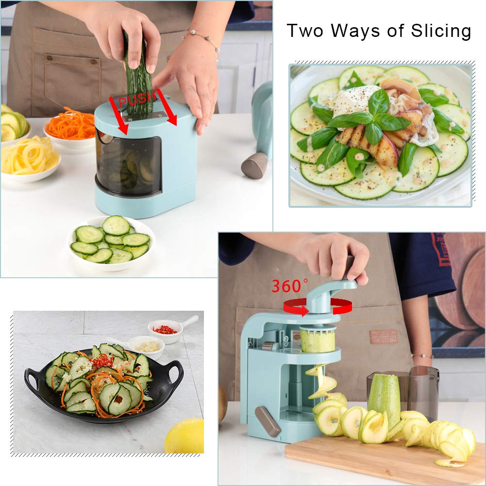 Ourokhome Vegetable Spiralizer Zucchini Noodles Maker – 4 Built-in Spiral Slicer Blade for Veggie Spaghetti Paste