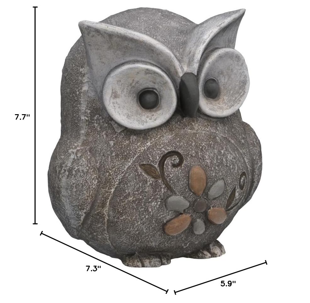 Roman Garden - Pebble Owl Statue, 7.7H, Pudgy Pals Collection, Resin and Stone, Decorative, Garden Gift, Home Outdoor Decor, Durable, Long Lasting