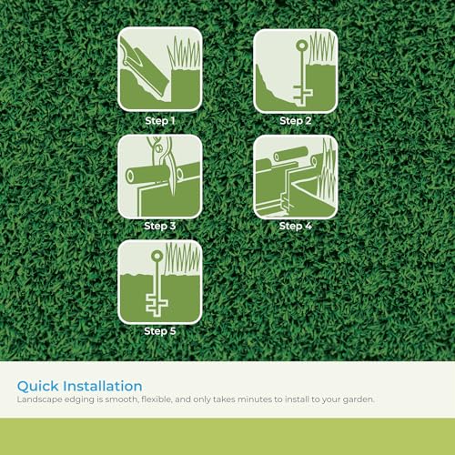 Suncast 20 ft. Plastic Landscape Edging Roll for Garden, Flower Beds, and Lawn, Black, 5-inch