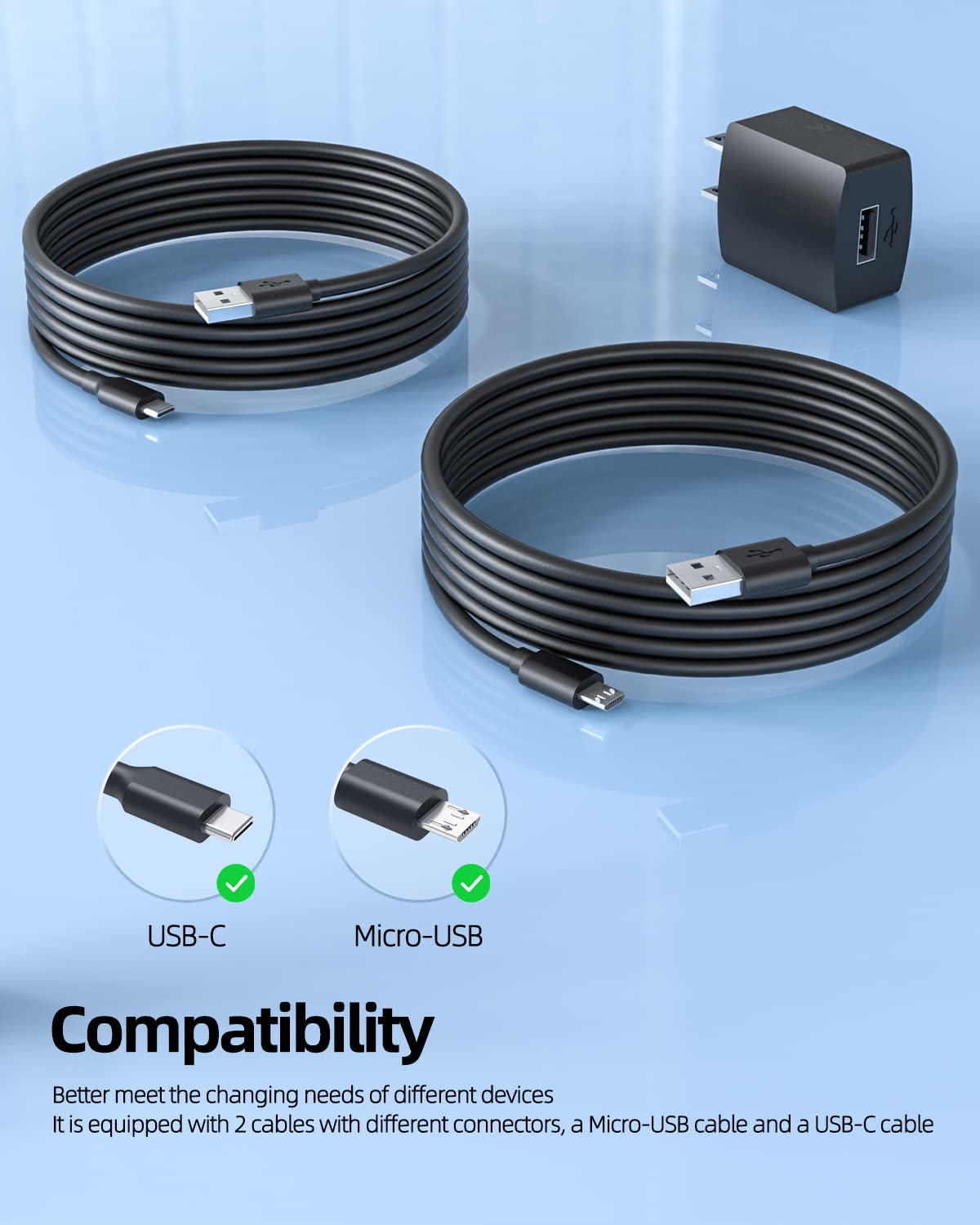 10W Micro USB and USB C Tablet Charger Fit for Lenovo Tab Smart Tab M8 FHD, M10 FHD Rel HD 2nd Gen FHD Plus 3rd Gen,E7, E10, TAB4 10 Plus, TB-8505XS, TB-8704F, TB - X306F, TB-X605F Tablet Charger Cord