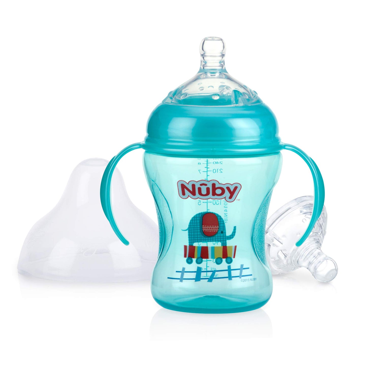 Nuby Non-Drip 3-Stage Nurser with Wide Neck - Bottle to Sippy Cup - (3-Pack) 11 Oz - 3+ Months