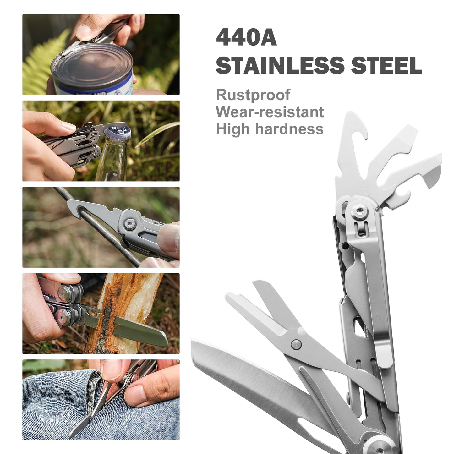PERWIN Multitool, 22-in-1 Multi-Tool Pliers with Safety Locking, Pocket Knife, Bottle Opener, EDC Equipment With Pocket Clip for Survival, Camping, Hunting and Hiking, Stainless Steel