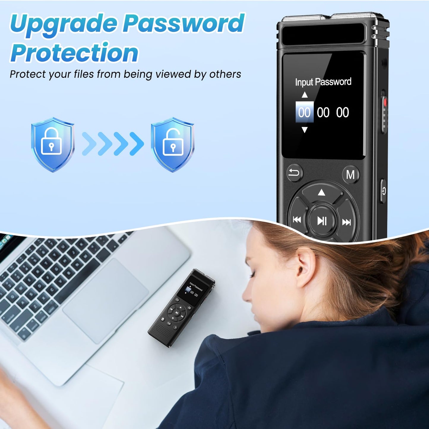 136GB Digital Voice Recorder with Playback,9000 Hours Audio Recording Device,Voice Activated Recorder with Noise Reduction,A-B Repeat,Mp3 Player