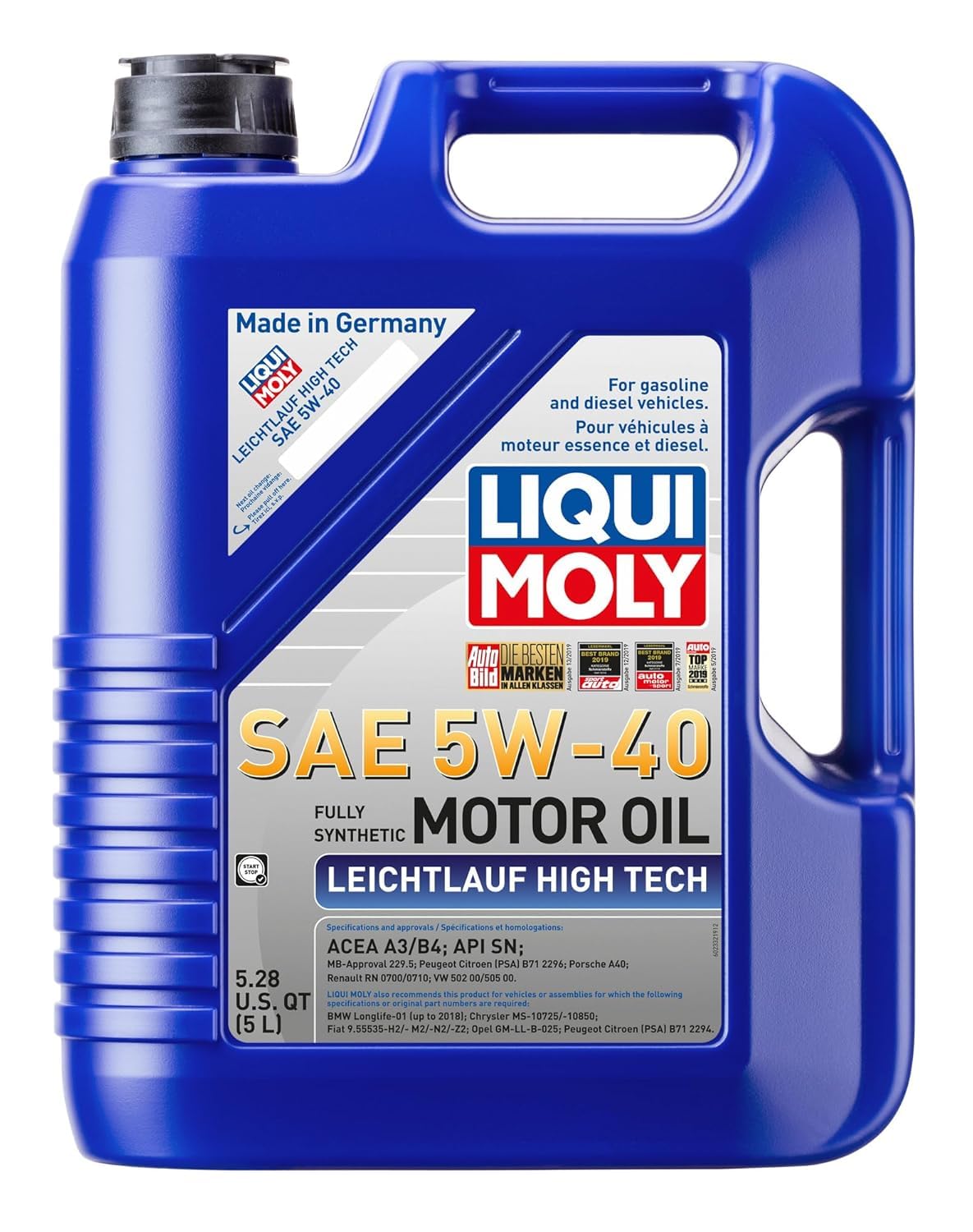 Liqui Moly Leichtlauf High Tech SAE 5W-40 | 5 L | Synthesis Technology Motor Oil | SKU: 2332