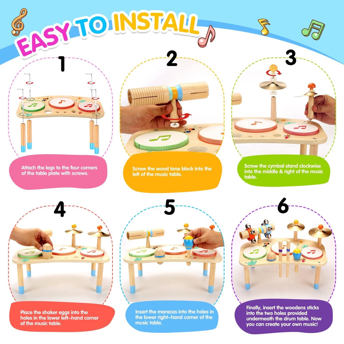 OATHX Kids Drum Set - 11 in 1 Musical Instruments for Toddlers Baby Preschool Educational Musical Toys, Montessori Toys for Kids Ages 1-6