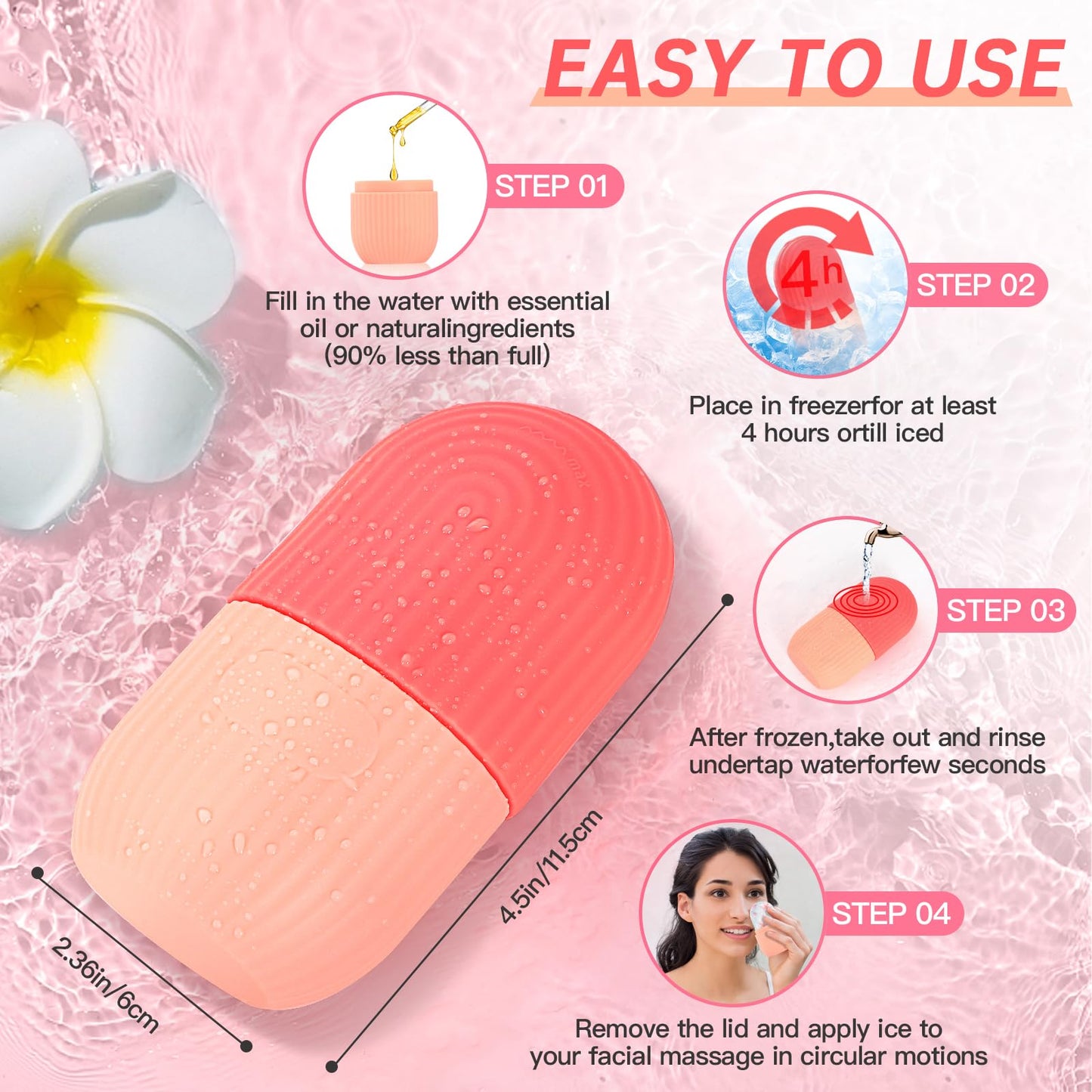 Ice Roller for Face and Eye, Upgrated Ice Face Roller Puffiness Relief Ice Roller Skin Care Tools, Ice Facial Cube, Gua Sha Face Massage, Silicone Ice Mold for Face Beauty (Red)