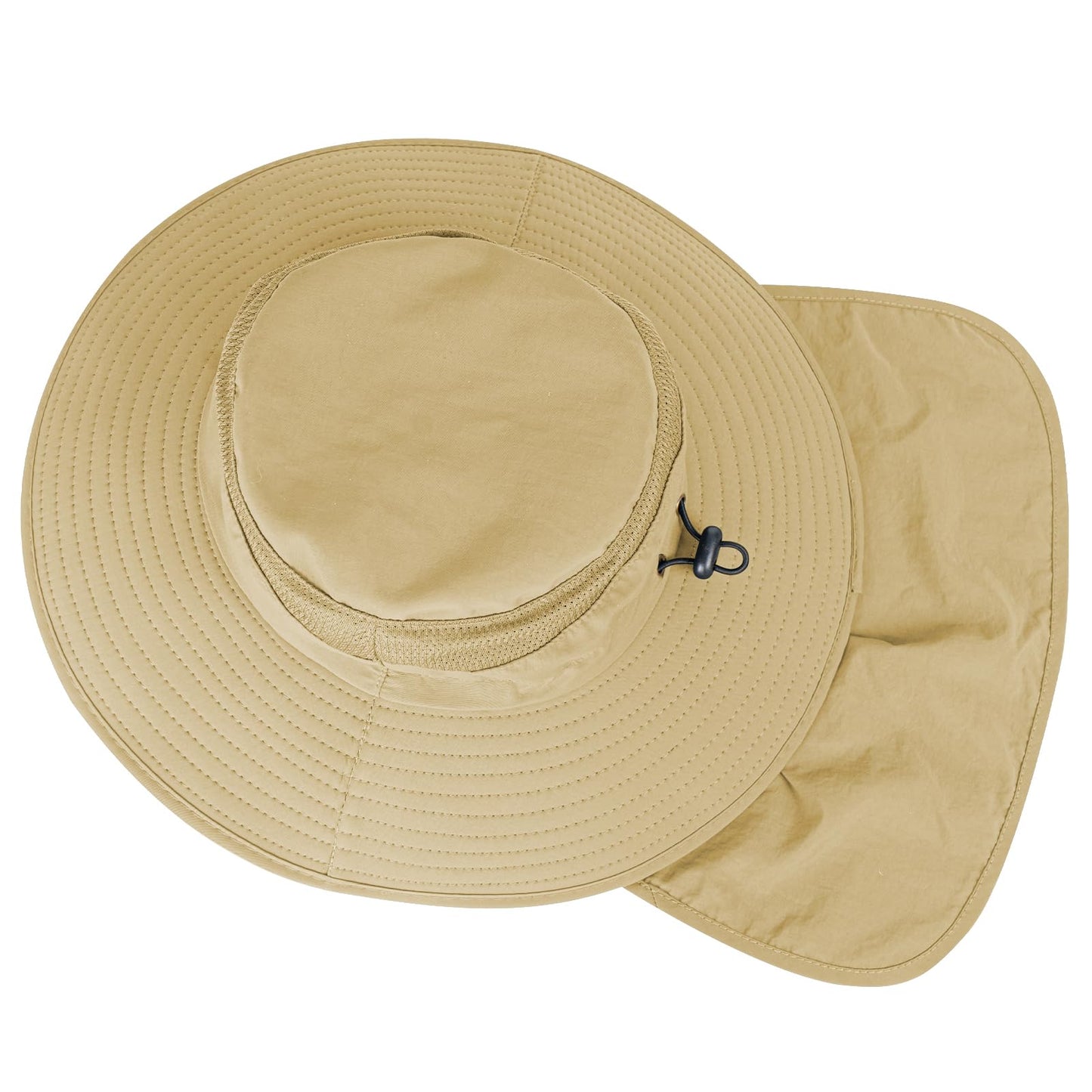 Sun Hats for Men Women Fishing Hat UPF 50+ Breathable Wide Brim Bucket Hats Summer UV Protection Safari Hat with Neck Flap Khaki