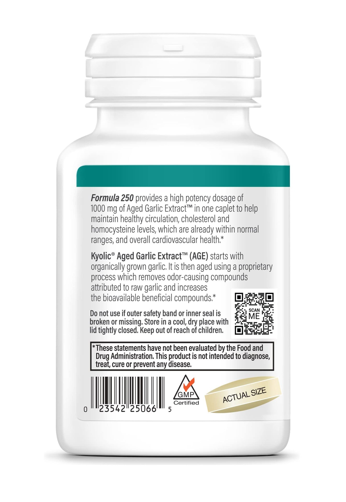 Kyolic Aged Garlic Extract Formula 250, Cardiovascular Health, One Per Day, 60 Vegan Capsules (Packaging May Vary)