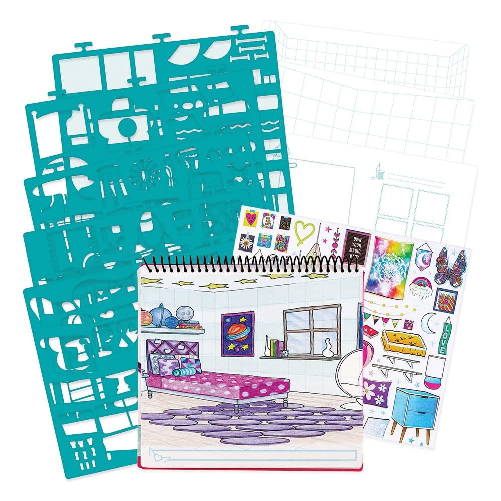 Fashion Angels Interior Design Sketch Portfolio 11510 Sketch Book for Beginners, Sketch Pad with Stencils and Stickers For Kids 6 and Up