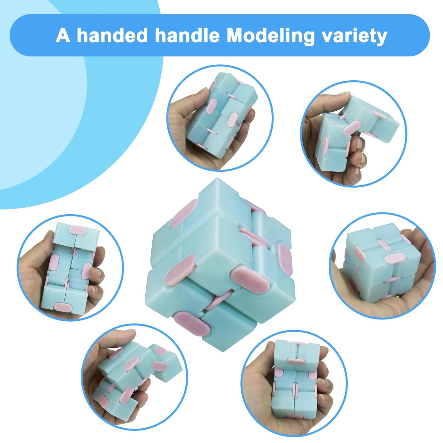 Infinity Cube Fidget Toy Stress Relieving Fidgeting Game for Kids and Adults,Cute Mini Unique Gadget for Anxiety Relief and Kill Time (Macaron Blue)