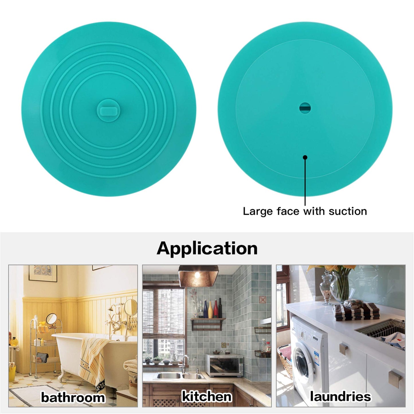tifanso 2 Pack Bathtub Stopper 6 inches Silicone Flat Suction Cover Tub Stopper Drain Stopper Plug Sinks Hair Stopper for Bathroom Laundry and Kitchen Universal Use