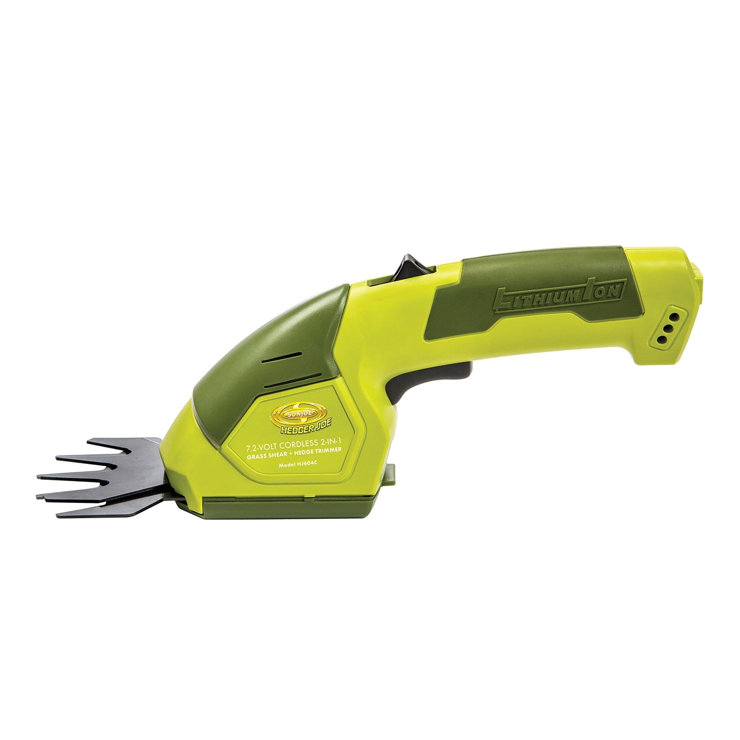 Sun Joe HJ604C Cordless Grass Shear + Shrubber Handheld Trimmer, (w/ Battery + Charger Included), Green, 7.2V