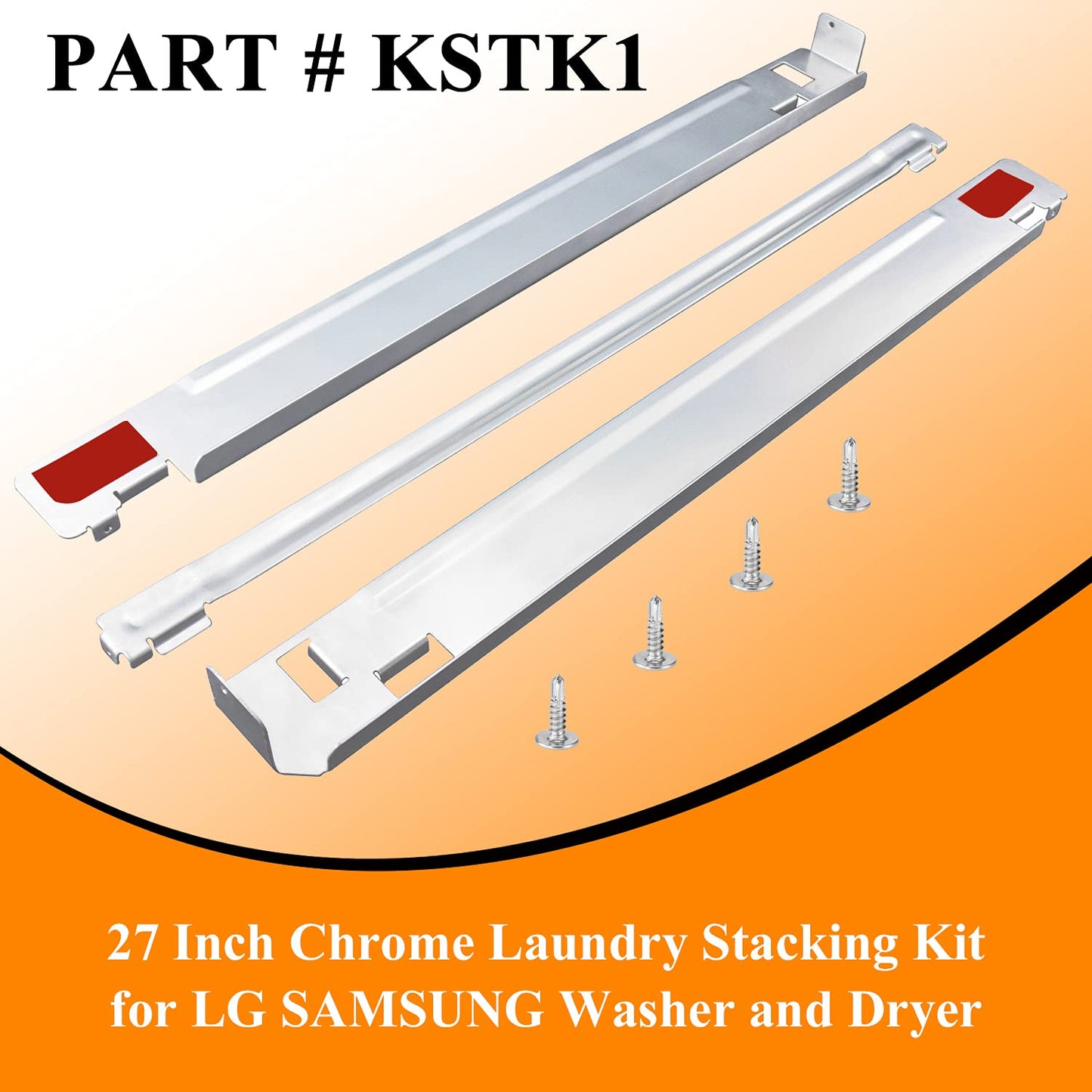 KSTK1 27-inch Laundry Stacking Kit Replacement for LG Washer & Dryer - Solid Metal with Chrome Coated by Funmit