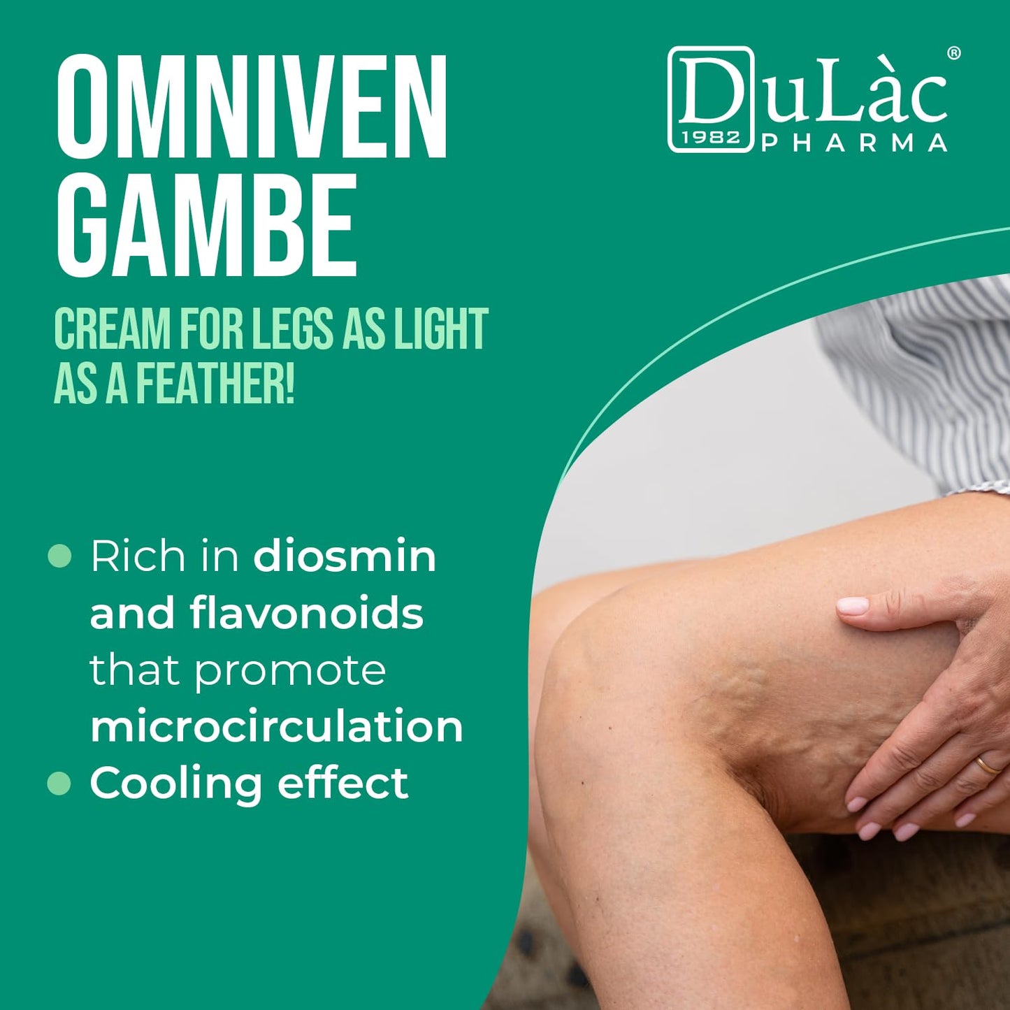 Dulàc - Varicose Veins Treatment for Legs, Cream for Circulation and Spider Veins, Cooling Effect Diosmin and Horse Chestnut Cream for Leg Swelling Relief - Omniven Gambe Relaxing Leg Cream 5.07 Fl Oz
