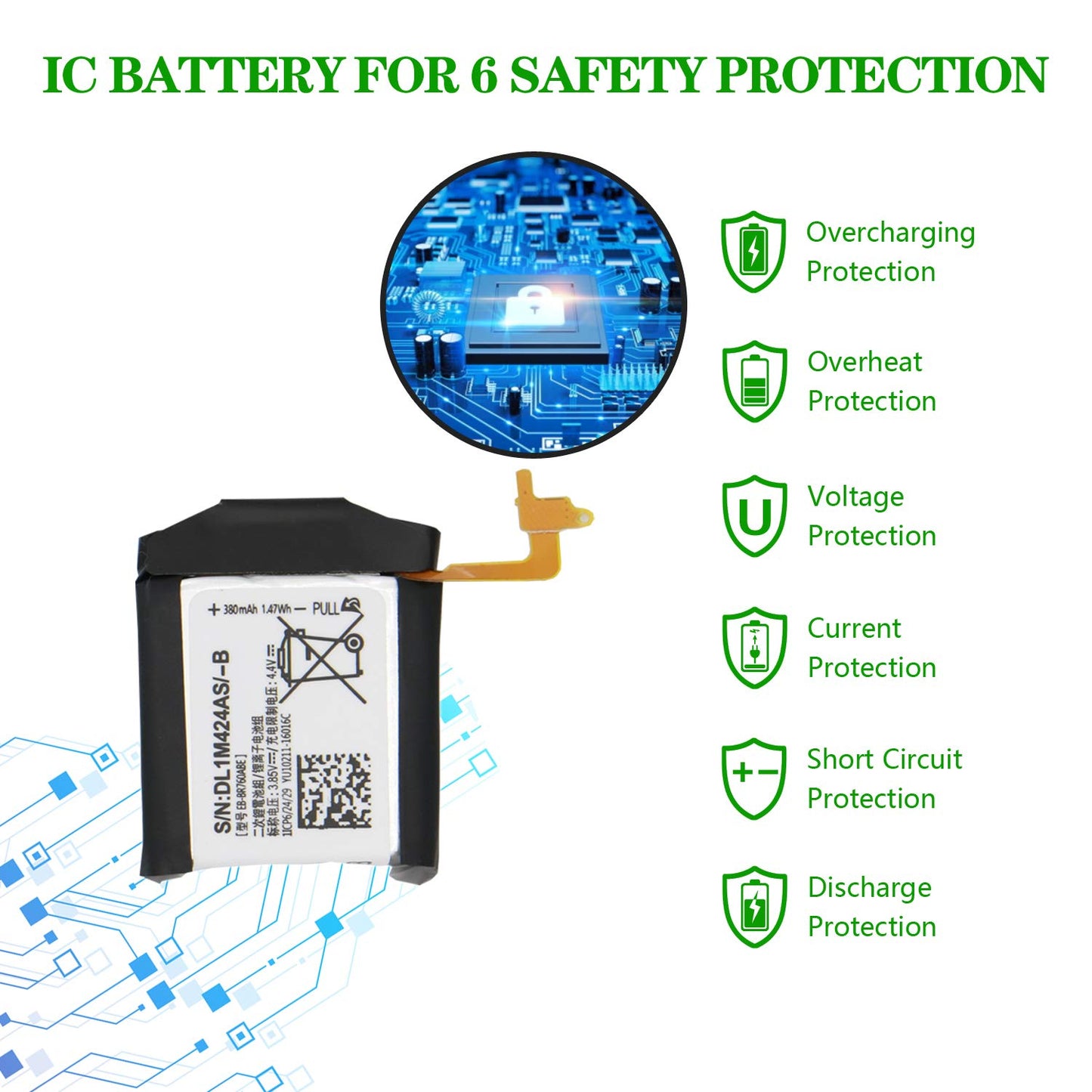 ASDAWN Battery Replacement for Samsung Galaxy Gear S3 Frontier SM-R760/ Gear S3 Classic SM-R770 EB-BR760ABE GH43-04699A BR760 R765 with Repair Tool Parts + Installation Instruction