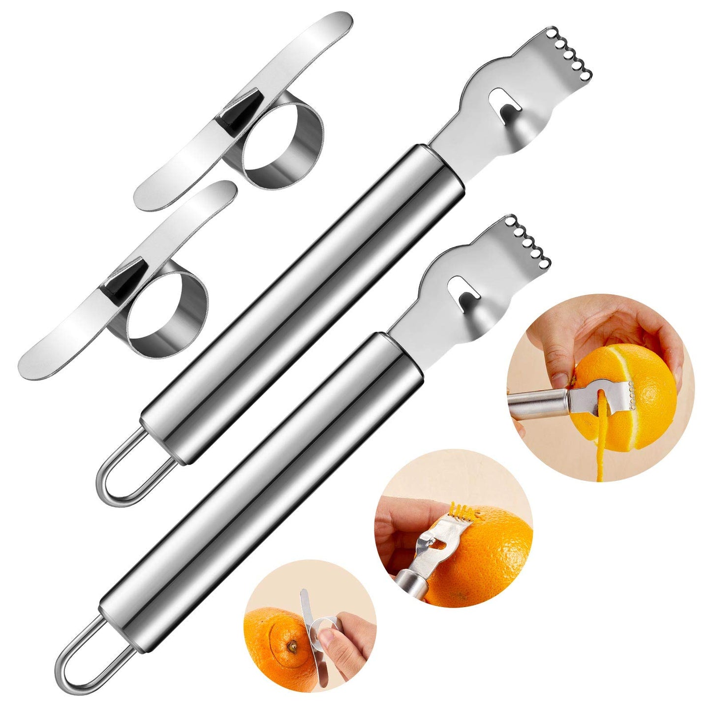 4 Pieces Lemon Zest Peeler for Cocktails Stainless Steel Orange Rind Peeler Tool Orange Citrus Twist Peeler with Channel Knife Kitchen Accessories