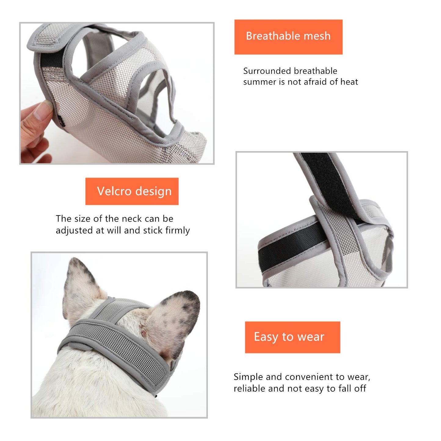 Cilkus Short Snout Dog Muzzles - Bulldog Muzzle Adjustable Breathable Mesh Dog Muzzle Can Stick Out Tongue and Drink Water Anti-Biting and Training Dog (M (16.5" -17.3"), Grey)