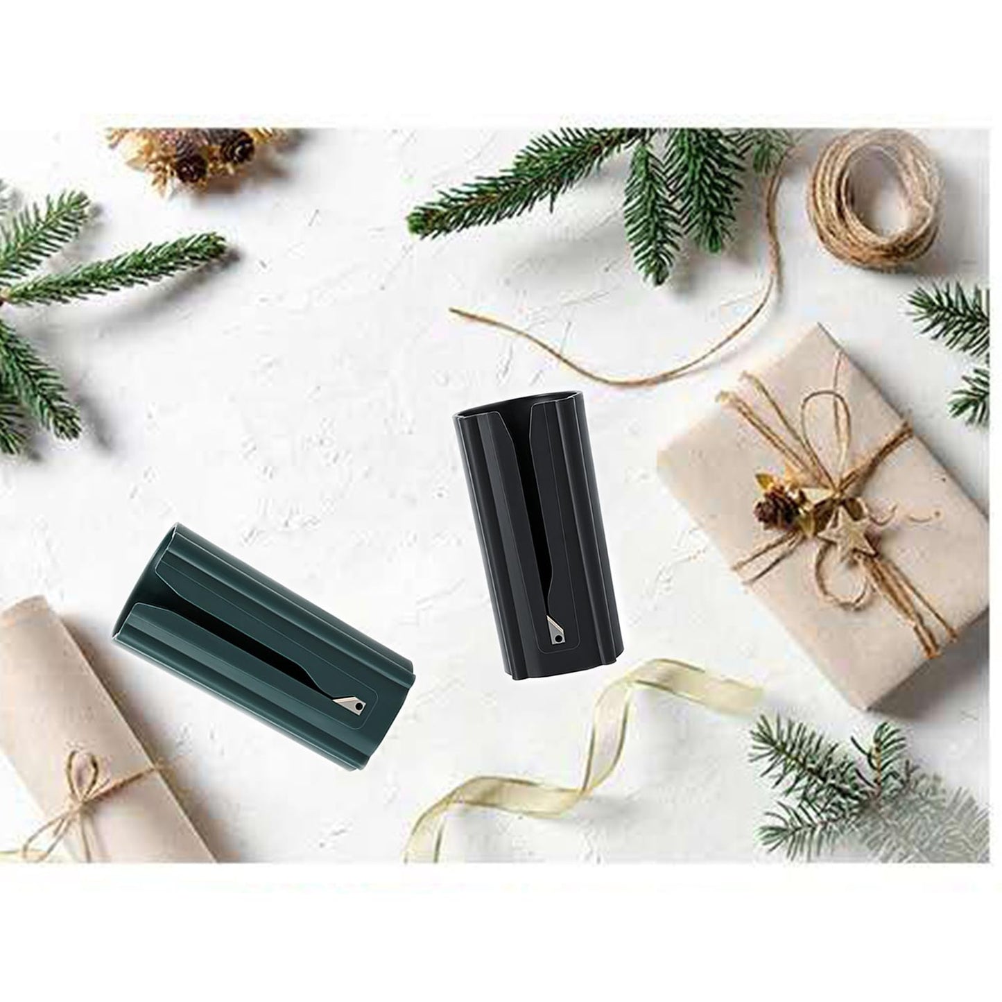 Wrapping Paper Cutter, Christmas and Birthday Gift Wrapping Cutting Tool, Creative Kraft Craft Paper Roll Sliding Line Cut Trimmer for Xmas Gift, Safer and Easier Cutting, 2 Pack