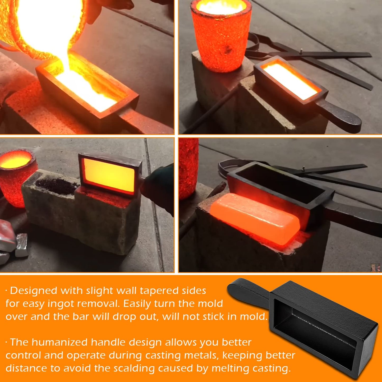 Upgraded 100 oz Troy Ounce Gold Bar Loaf Cast Iron Ingot Mold Perfect for Custom Smelting Pouring Melting Casting Refining Gold Silver Copper Aluminum Brass Precious Metals
