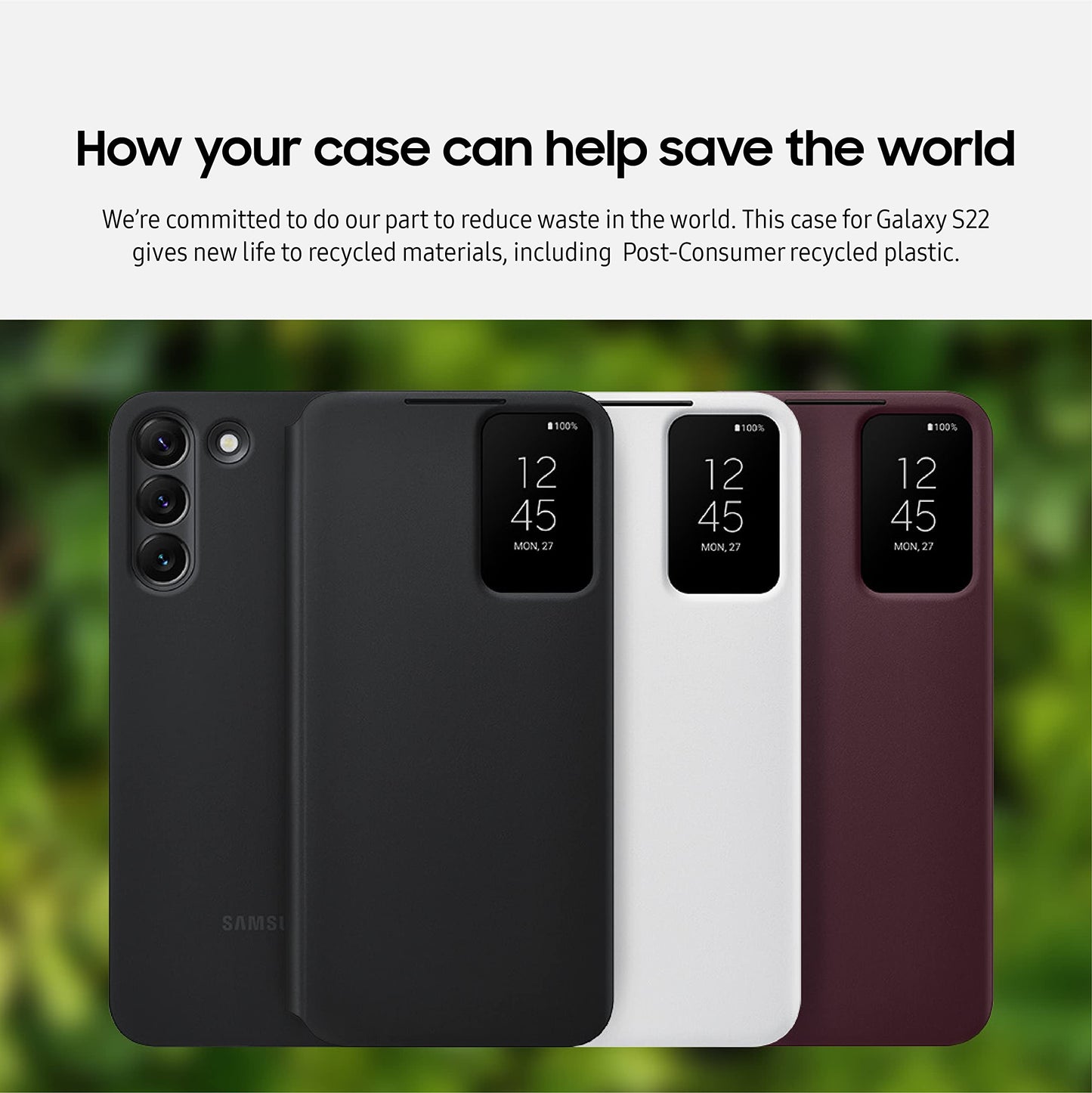 Samsung Galaxy S22 S-View Flip Cover, Protective Phone Case, Tap Control, Cutting Edge Design, US Version, Black, (EF-ZS901CBEGUS)