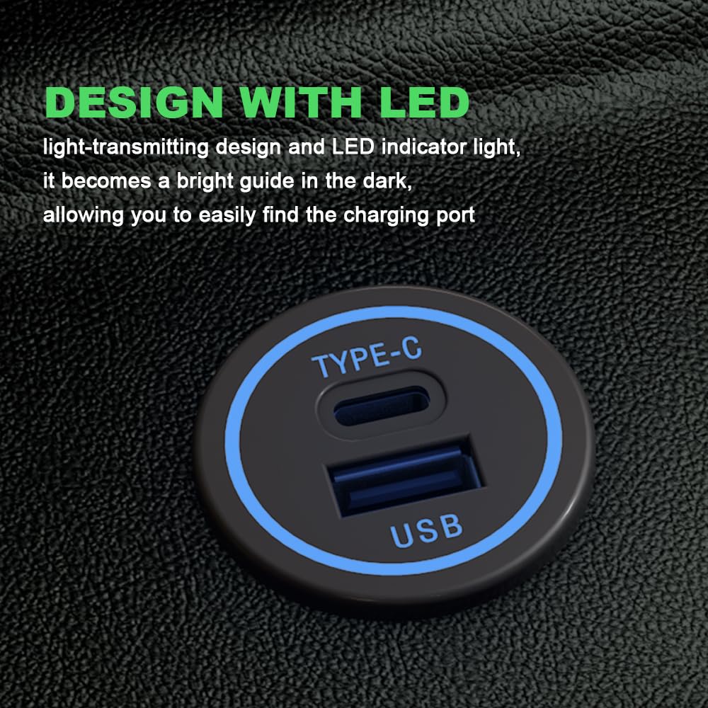 DAMAVO YM1218 USB Type C 28W Fast charger Waterproof with Cap Type C USB Car Charger Socket 9V-36V for Car, Boat, Golf Cart, Bus, RV, Golf, Automotive Marine ATV Truck
